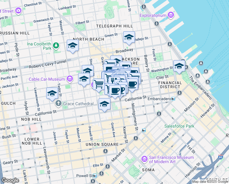 map of restaurants, bars, coffee shops, grocery stores, and more near in San Francisco
