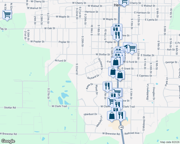 map of restaurants, bars, coffee shops, grocery stores, and more near 4 Ct D in Herrin