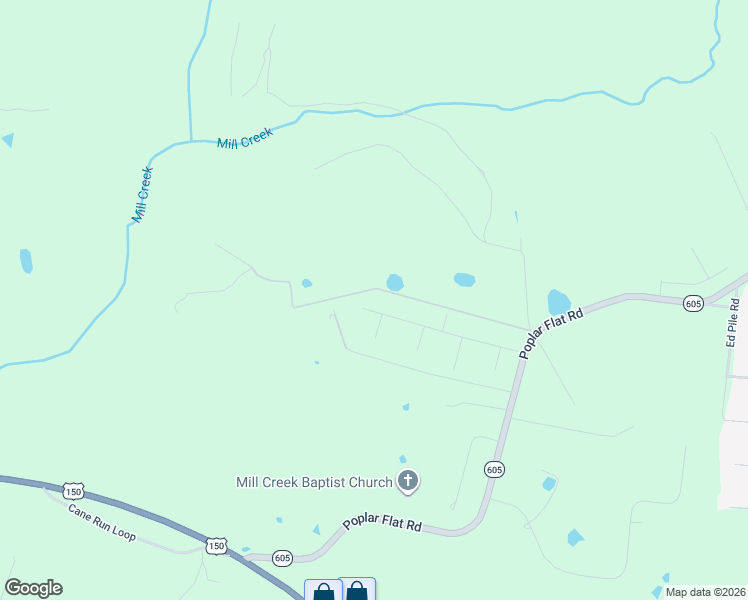 map of restaurants, bars, coffee shops, grocery stores, and more near Millwood Way in Bardstown