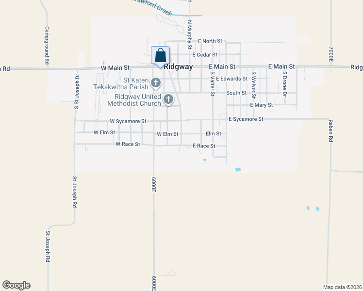 map of restaurants, bars, coffee shops, grocery stores, and more near 101 West Race Street in Ridgway