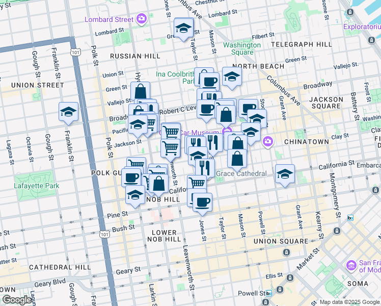 map of restaurants, bars, coffee shops, grocery stores, and more near in San Francisco