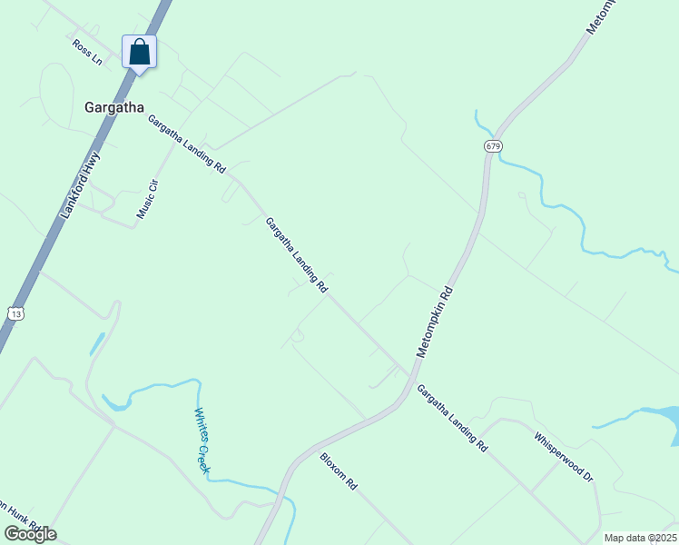 map of restaurants, bars, coffee shops, grocery stores, and more near 28157 Gargatha Landing Road in Parksley