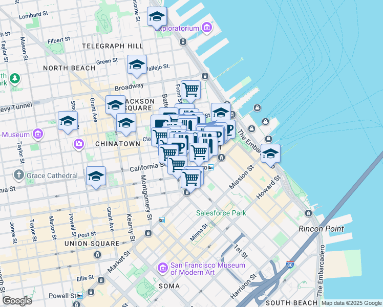 map of restaurants, bars, coffee shops, grocery stores, and more near in San Francisco