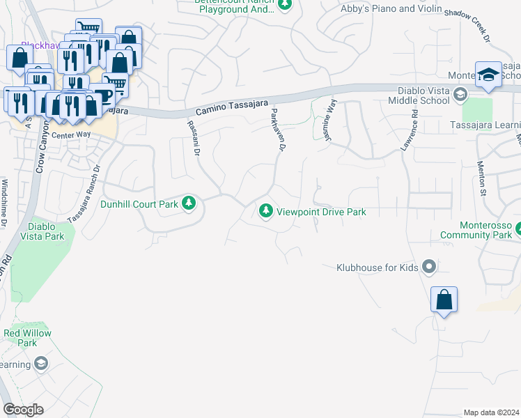 map of restaurants, bars, coffee shops, grocery stores, and more near 64 Edgegate Court in Danville