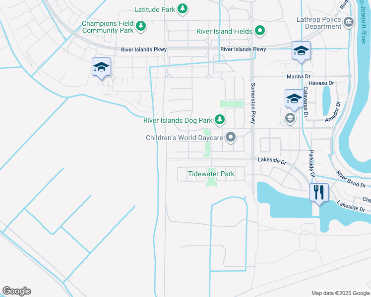 map of restaurants, bars, coffee shops, grocery stores, and more near 1787 Branson Court in Lathrop