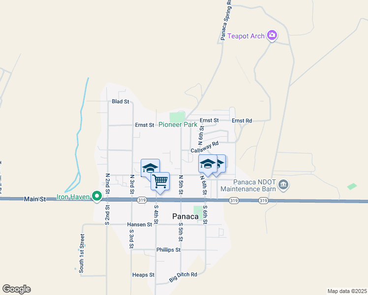 map of restaurants, bars, coffee shops, grocery stores, and more near 276 North 5th Street in Panaca