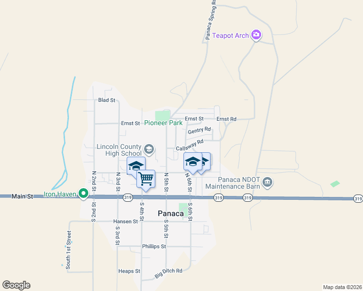 map of restaurants, bars, coffee shops, grocery stores, and more near 1271 Callaway Street in Panaca