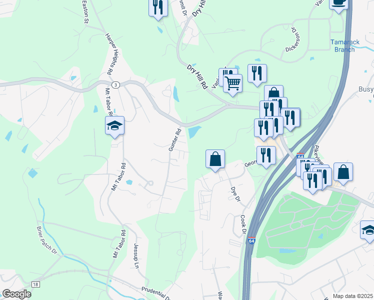 map of restaurants, bars, coffee shops, grocery stores, and more near 129 Bava Drive in Beckley