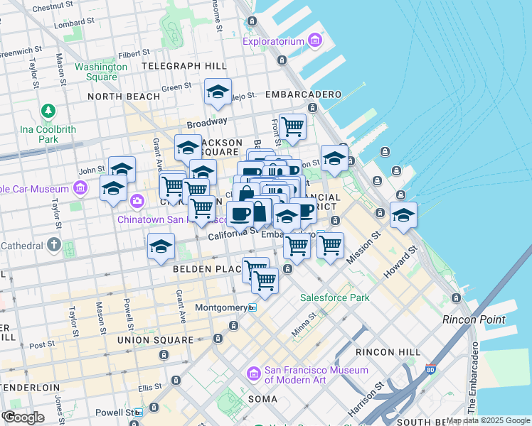 map of restaurants, bars, coffee shops, grocery stores, and more near in San Francisco