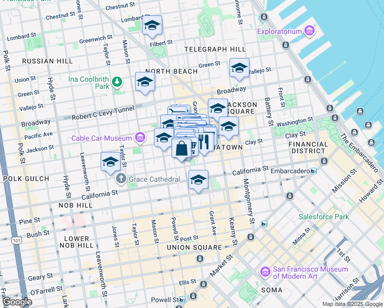 map of restaurants, bars, coffee shops, grocery stores, and more near in San Francisco