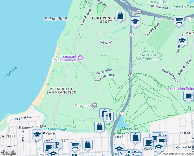 map of restaurants, bars, coffee shops, grocery stores, and more near in San Francisco