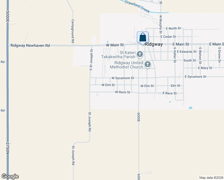 map of restaurants, bars, coffee shops, grocery stores, and more near 600-998 West Race Street in Ridgway