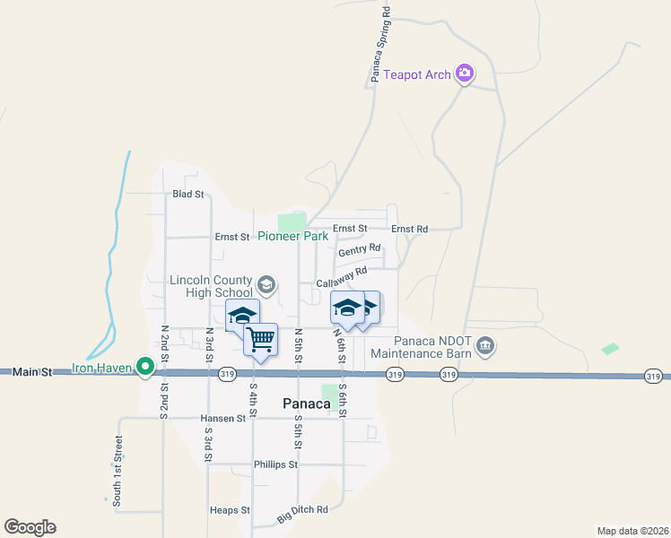 map of restaurants, bars, coffee shops, grocery stores, and more near 1271 Callaway Street in Panaca