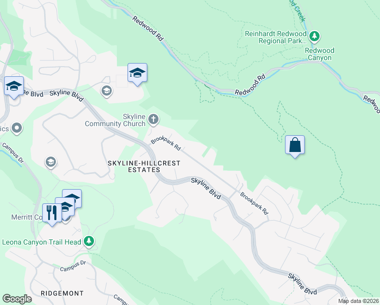 map of restaurants, bars, coffee shops, grocery stores, and more near 12670 Brookpark Road in Oakland