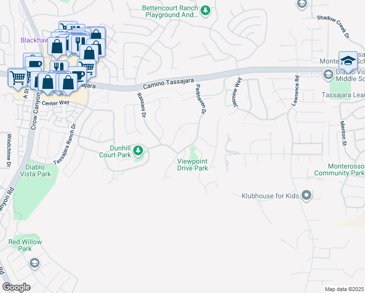 map of restaurants, bars, coffee shops, grocery stores, and more near 133 Parkhaven Drive in Danville