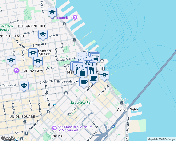 map of restaurants, bars, coffee shops, grocery stores, and more near  in San Francisco