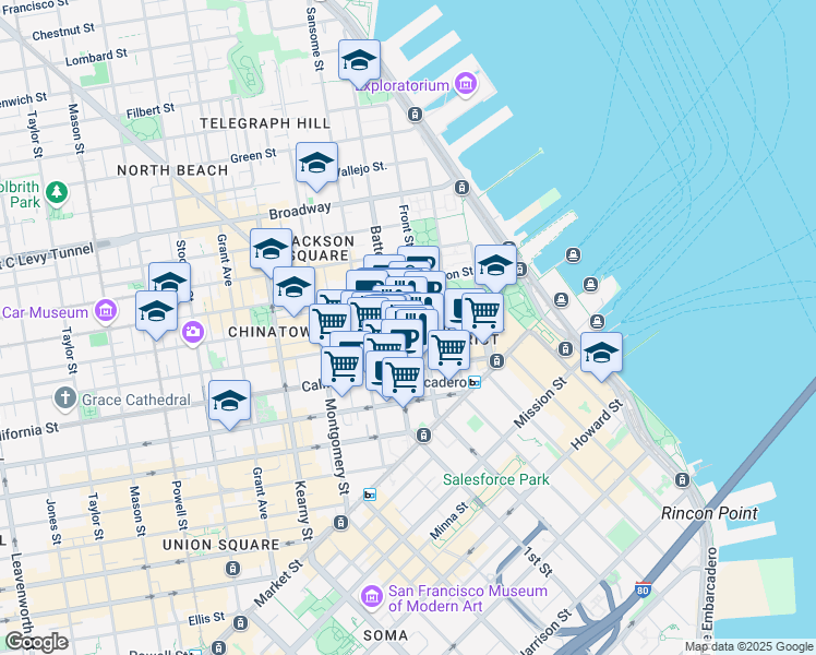 map of restaurants, bars, coffee shops, grocery stores, and more near in San Francisco