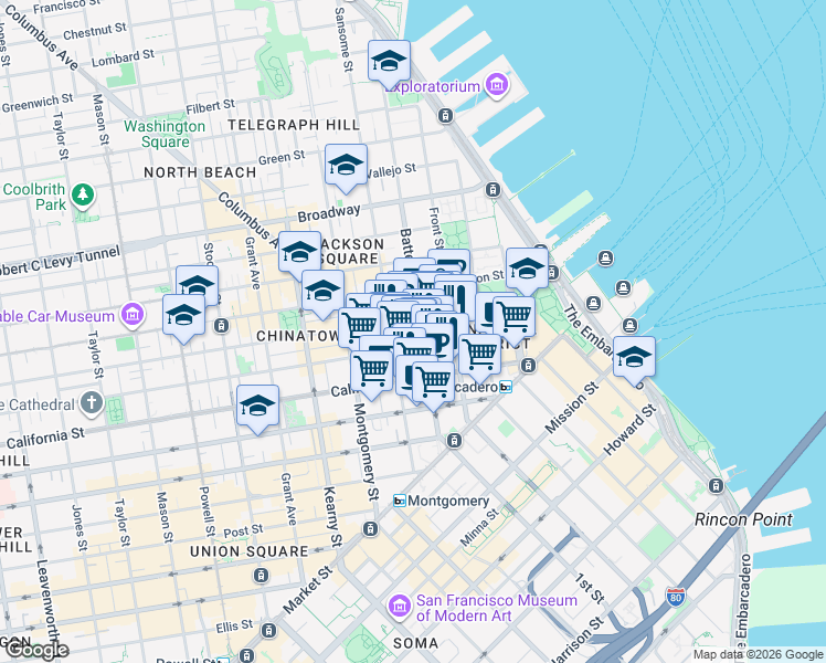 map of restaurants, bars, coffee shops, grocery stores, and more near in San Francisco