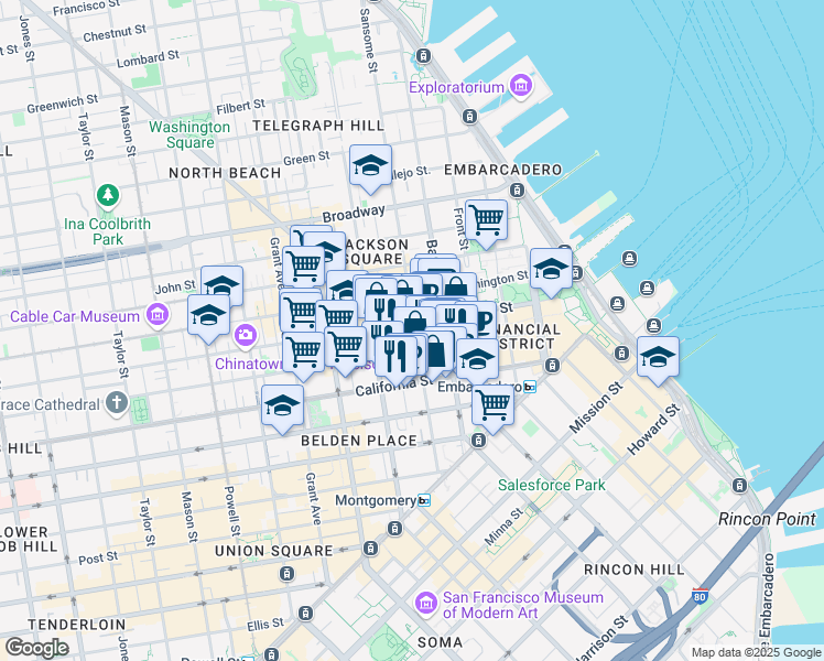 map of restaurants, bars, coffee shops, grocery stores, and more near 475 Sansome Street in San Francisco