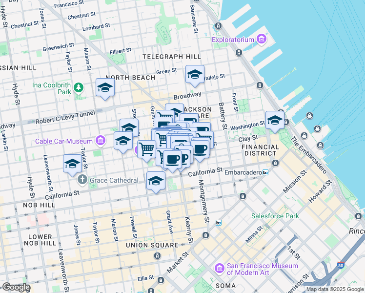map of restaurants, bars, coffee shops, grocery stores, and more near in San Francisco