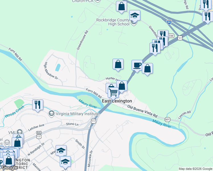 map of restaurants, bars, coffee shops, grocery stores, and more near 37 Merlin Lane in Lexington