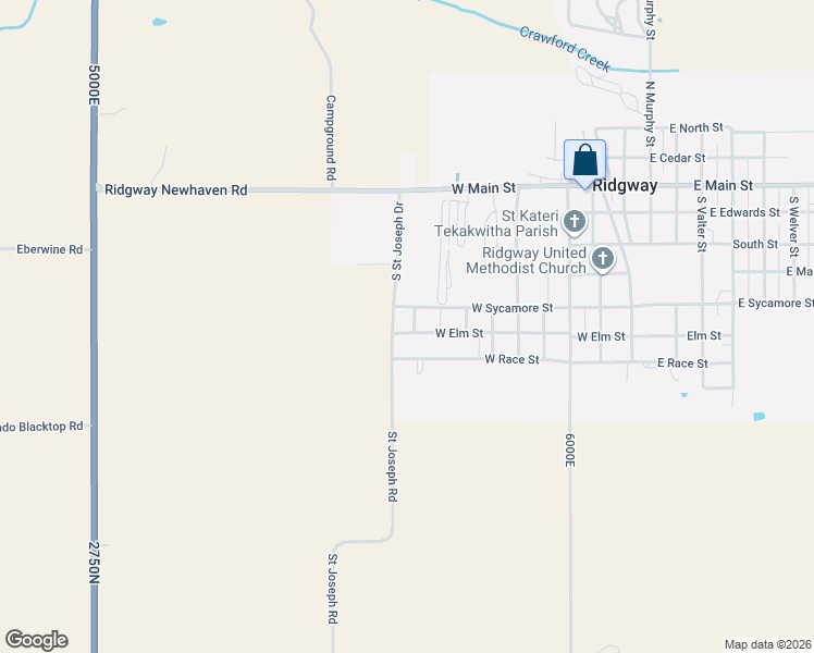 map of restaurants, bars, coffee shops, grocery stores, and more near South Saint Joseph Drive in Ridgway