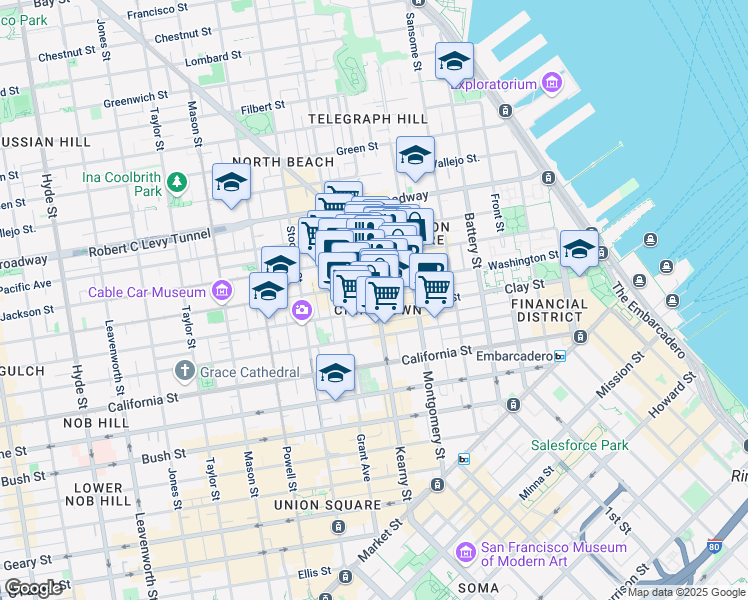 map of restaurants, bars, coffee shops, grocery stores, and more near in San Francisco