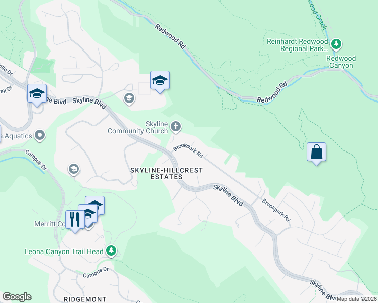 map of restaurants, bars, coffee shops, grocery stores, and more near 12560 Brookpark Road in Oakland