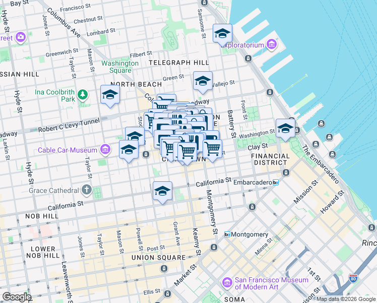 map of restaurants, bars, coffee shops, grocery stores, and more near in San Francisco