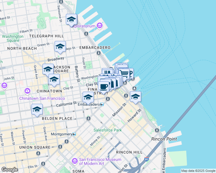 map of restaurants, bars, coffee shops, grocery stores, and more near in San Francisco