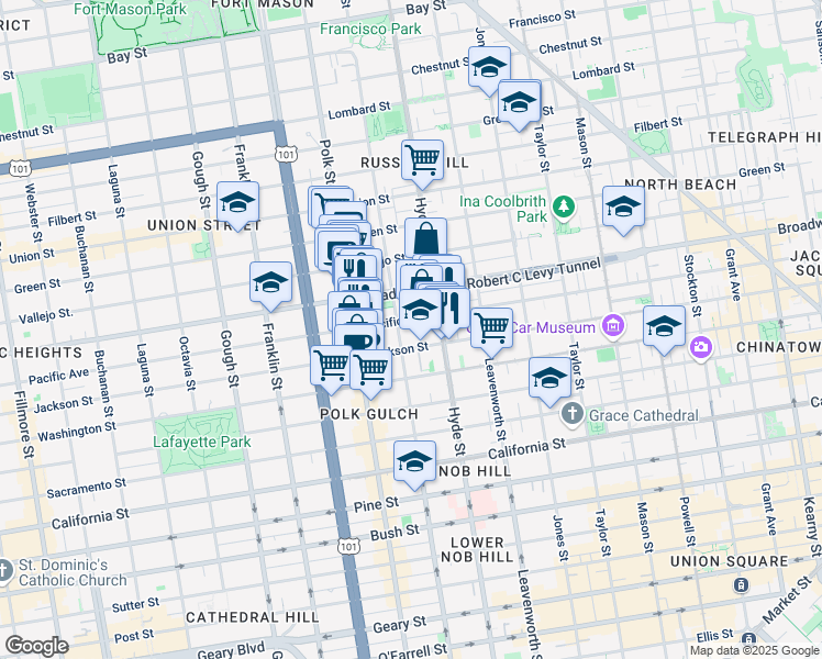 map of restaurants, bars, coffee shops, grocery stores, and more near in San Francisco
