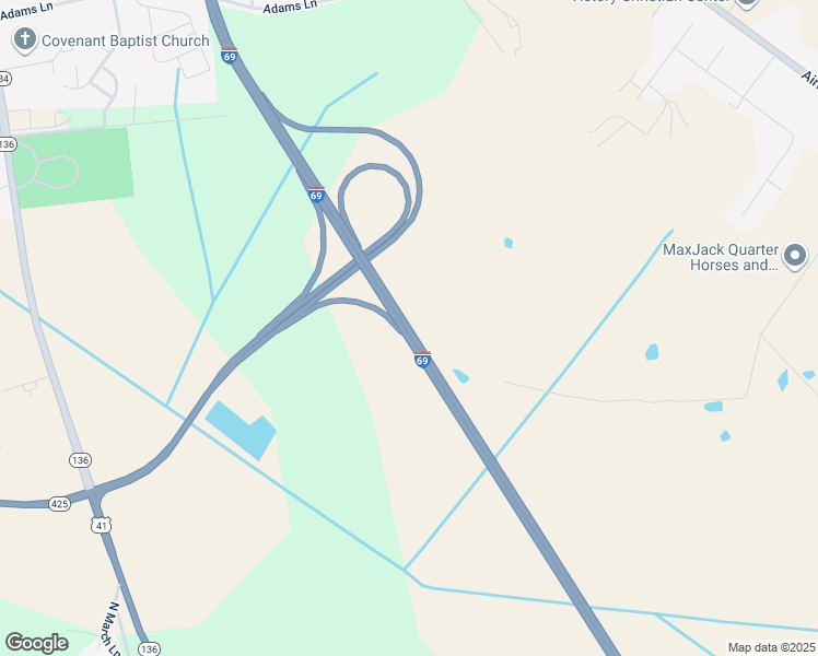 map of restaurants, bars, coffee shops, grocery stores, and more near Interstate 69 in Henderson