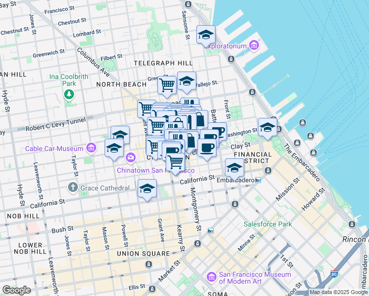 map of restaurants, bars, coffee shops, grocery stores, and more near in San Francisco