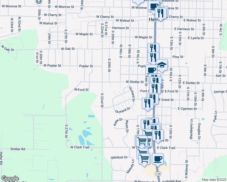 map of restaurants, bars, coffee shops, grocery stores, and more near 813 South 20th Street in Herrin