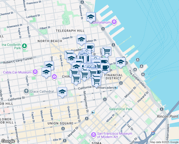 map of restaurants, bars, coffee shops, grocery stores, and more near 532 Sansome Street in San Francisco