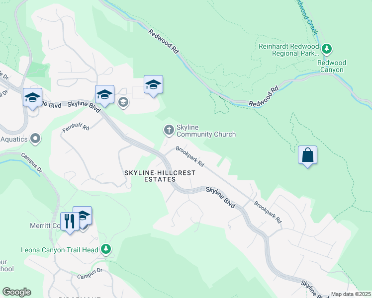 map of restaurants, bars, coffee shops, grocery stores, and more near 12560 Brookpark Road in Oakland