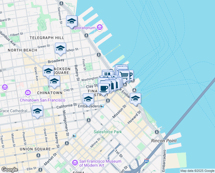 map of restaurants, bars, coffee shops, grocery stores, and more near in San Francisco
