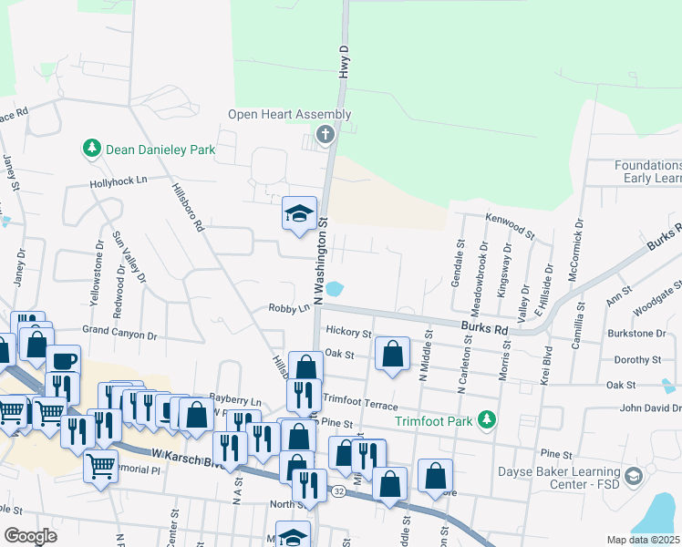 map of restaurants, bars, coffee shops, grocery stores, and more near 24 Woodchase Avenue in Farmington