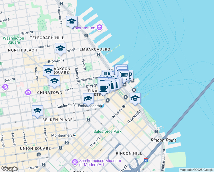 map of restaurants, bars, coffee shops, grocery stores, and more near in San Francisco