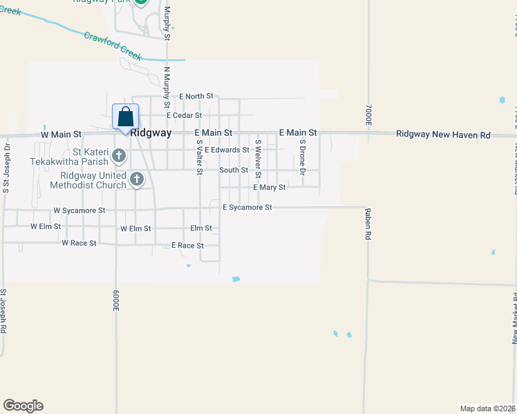 map of restaurants, bars, coffee shops, grocery stores, and more near 601 East Sycamore Street in Ridgway