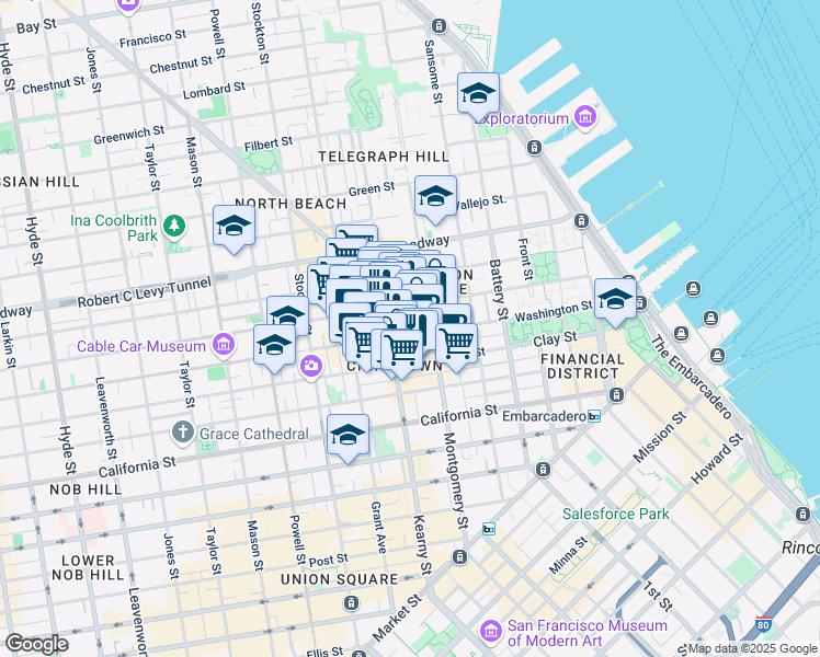 map of restaurants, bars, coffee shops, grocery stores, and more near in San Francisco