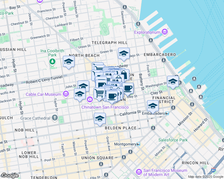 map of restaurants, bars, coffee shops, grocery stores, and more near in San Francisco