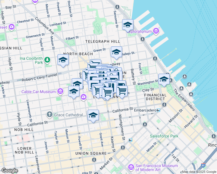 map of restaurants, bars, coffee shops, grocery stores, and more near in San Francisco