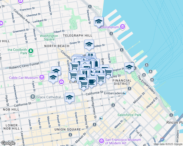 map of restaurants, bars, coffee shops, grocery stores, and more near in San Francisco