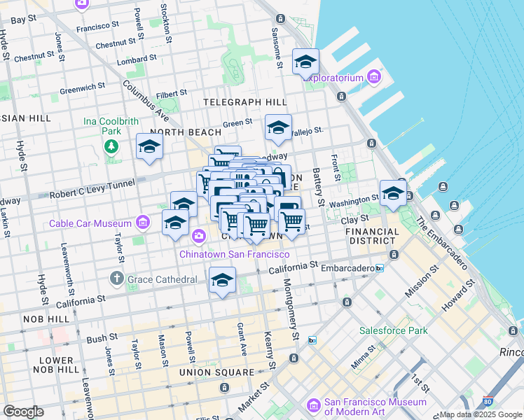 map of restaurants, bars, coffee shops, grocery stores, and more near in San Francisco