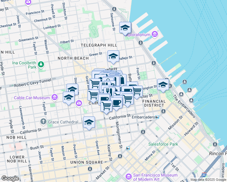 map of restaurants, bars, coffee shops, grocery stores, and more near in San Francisco