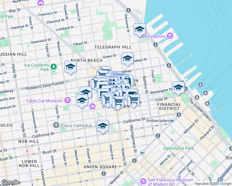 map of restaurants, bars, coffee shops, grocery stores, and more near in San Francisco