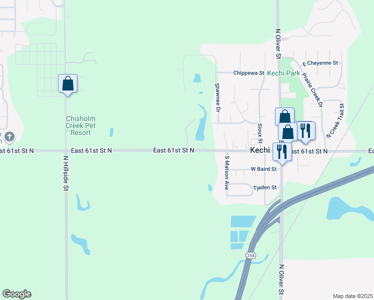 map of restaurants, bars, coffee shops, grocery stores, and more near 4288 East 61st Street North in Kechi