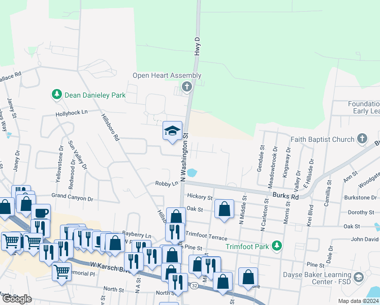 map of restaurants, bars, coffee shops, grocery stores, and more near 24 Woodchase Avenue in Farmington