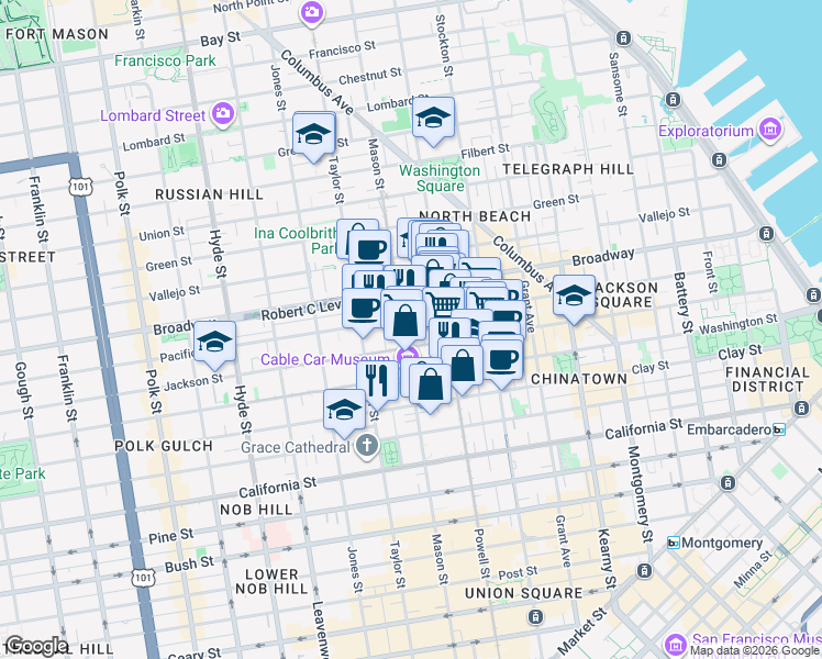 map of restaurants, bars, coffee shops, grocery stores, and more near 1024 Jackson Street in San Francisco